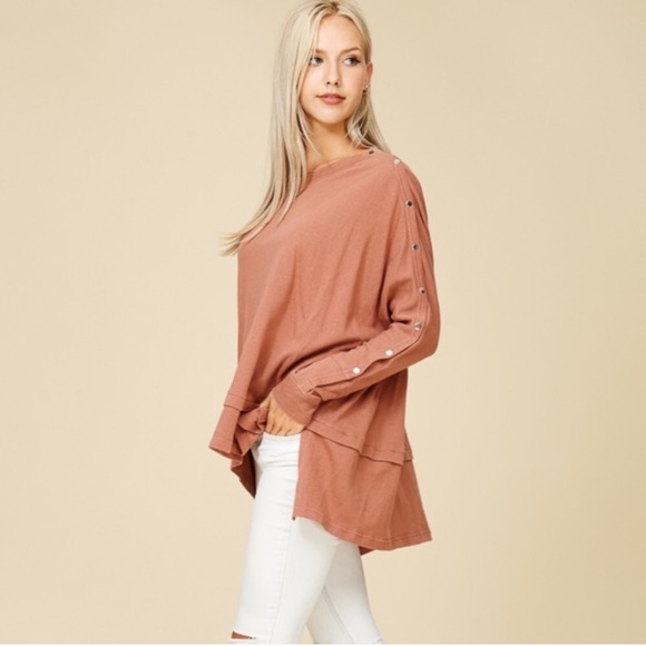 ✨Madeline Hi-Lo Sweater - Brick - Picture 3 of 4